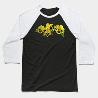 Frilly Yellow Pansies Baseball T-Shirt